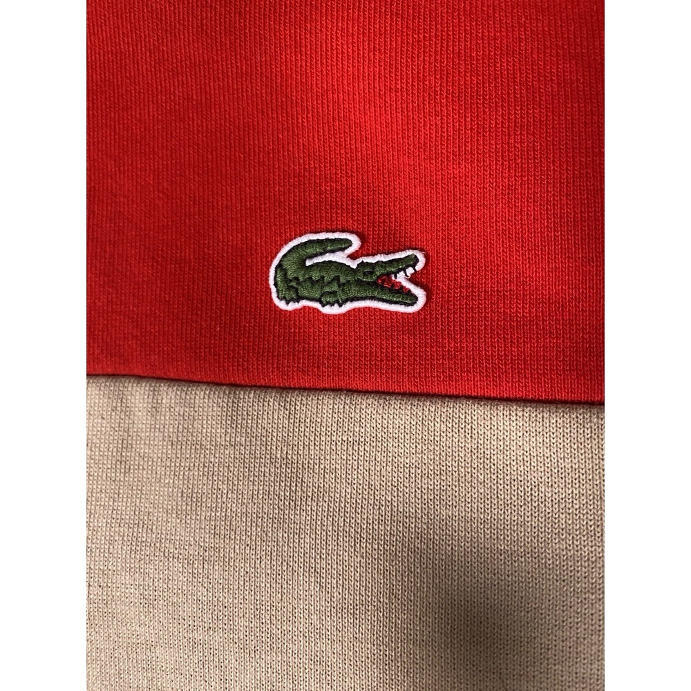 Lacoste Men's Hooded Colorblock Red Blue Cream Classic Sweatshirt Size XL - Picture 2 of 8